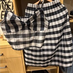New York & Company Black and White Plaid Skirt Set